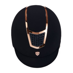 Capacete Eclipse em veludo liso (3 acolchoamentos) Equestro Marinho / ouro rosa Azul-marinho