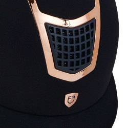 Capacete Eclipse em veludo liso (3 acolchoamentos) Equestro Marinho / ouro rosa Azul-marinho