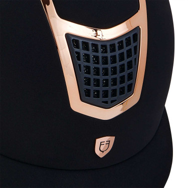 Capacete Eclipse em veludo liso (3 acolchoamentos) Equestro Marinho / ouro rosa Azul-marinho