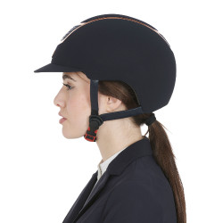 Capacete Eclipse em veludo liso (3 acolchoamentos) Equestro Marinho / ouro rosa Azul-marinho