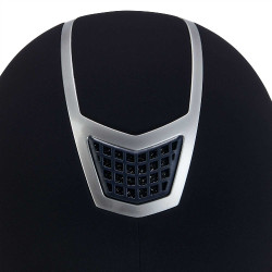 Capacete Eclipse em veludo liso (3 acolchoamentos) Equestro Marinho / prateado Azul