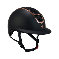 Capacete Eclipse com strass e viseira larga (3 acolchoamentos) Equestro Preto / ouro rosa