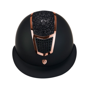 Capacete Eclipse com strass e viseira larga (3 acolchoamentos) Equestro Preto / ouro rosa