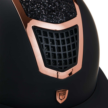 Capacete Eclipse com strass e viseira larga (3 acolchoamentos) Equestro Preto / ouro rosa