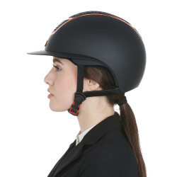 Capacete Eclipse com strass e viseira larga (3 acolchoamentos) Equestro Preto / ouro rosa