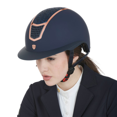 Capacete Eclipse com strass e viseira larga (3 acolchoamentos) Equestro Marinho / ouro rosa Azul-marinho