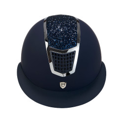 Capacete Eclipse com strass e viseira larga (3 acolchoamentos) Equestro Marinho / prateado Azul