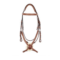 Bridão com noseband mexicano e lã sintética Equestro Conhaque Castanho Bridão com noseband mexicano e lã sintética Equestro Conhaque Castanho