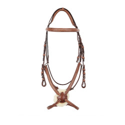 Bridão com noseband mexicano e lã sintética Equestro Conhaque Castanho