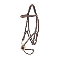 Bridão com noseband mexicano e lã sintética Equestro Castanho escuro