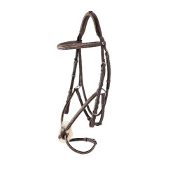 Bridão com noseband mexicano e lã sintética Equestro Castanho escuro