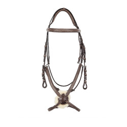 Bridão com noseband mexicano e lã sintética Equestro Castanho escuro