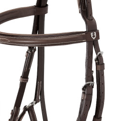 Bridão com noseband mexicano e lã sintética Equestro Castanho escuro