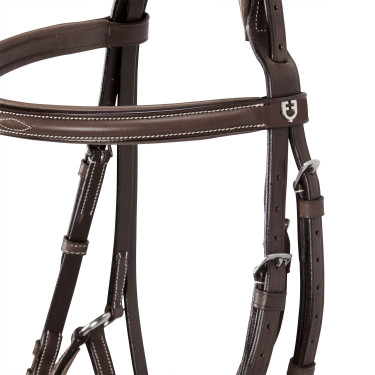 Bridão com noseband mexicano e lã sintética Equestro Castanho escuro