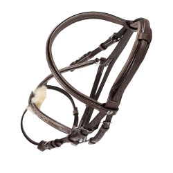 Bridão com noseband mexicano e lã sintética Equestro Castanho escuro
