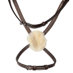 Bridão com noseband mexicano e lã sintética Equestro Castanho escuro