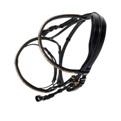 Bridão inglês de couro clincher sem rédeas Equestro Preto