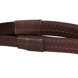Bridão inglês de couro com rédeas de borracha Genesis Equestro Castanho escuro Bridão inglês de couro com rédeas de borracha Genesis Equestro Castanho escuro