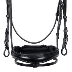 Cabeçada inglesa de couro com lantejoulas sem rédeas Equestro Preto