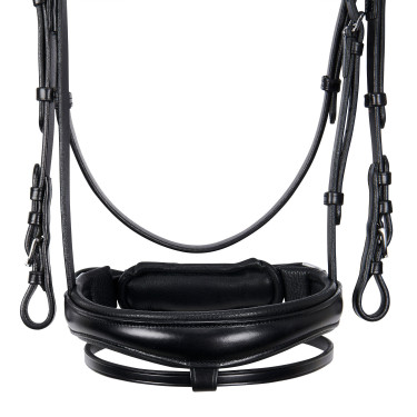 Cabeçada inglesa de couro com lantejoulas sem rédeas Equestro Preto