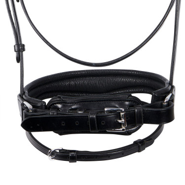 Cabeçada inglesa de couro com lantejoulas sem rédeas Equestro Preto