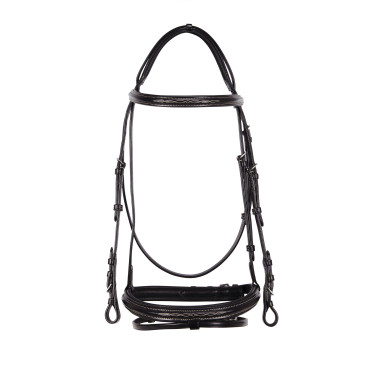 Brida inglesa de couro com bordados Deco Equestro Castanho escuro