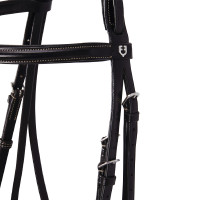 Brida inglesa de couro com bordados Deco Equestro Castanho escuro