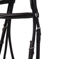 Brida inglesa de couro com bordados Deco Equestro Castanho escuro