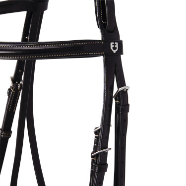 Brida inglesa de couro com bordados Deco Equestro Castanho escuro