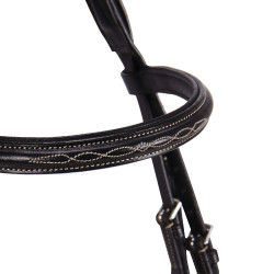 Brida inglesa de couro com bordados Deco Equestro Castanho escuro