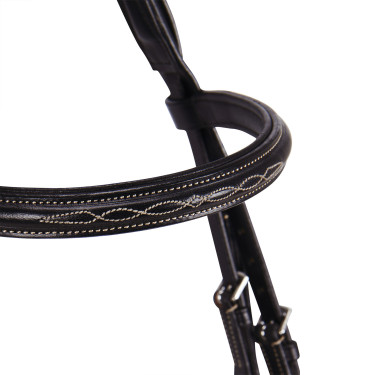Brida inglesa de couro com bordados Deco Equestro Castanho escuro