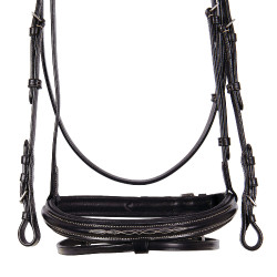 Brida inglesa de couro com bordados Deco Equestro Castanho escuro