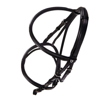 Brida inglesa de couro com bordados Deco Equestro Castanho escuro