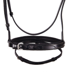 Brida inglesa de couro com bordados Deco Equestro Castanho escuro
