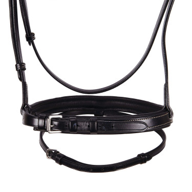 Brida inglesa de couro com bordados Deco Equestro Castanho escuro