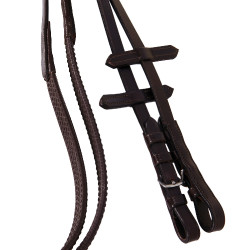 Brida inglesa de couro com bordados Deco Equestro Castanho escuro