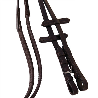 Brida inglesa de couro com bordados Deco Equestro Castanho escuro