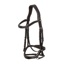 Cabeçada anatômica com pespontos contrastantes Micklem Equestro Castanho escuro