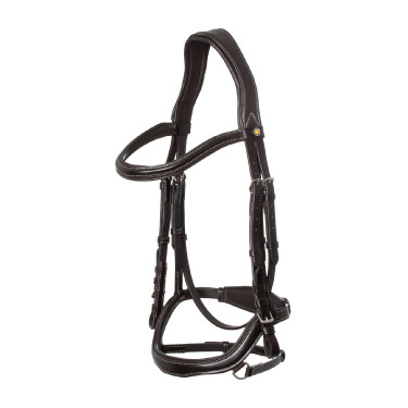 Cabeçada anatômica com pespontos contrastantes Micklem Equestro Castanho escuro
