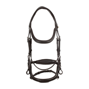 Cabeçada anatômica com pespontos contrastantes Micklem Equestro Castanho escuro
