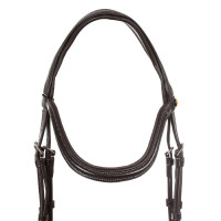 Cabeçada anatômica com pespontos contrastantes Micklem Equestro Castanho escuro