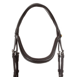 Cabeçada anatômica com pespontos contrastantes Micklem Equestro Castanho escuro