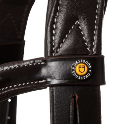 Cabeçada anatômica com pespontos contrastantes Micklem Equestro Castanho escuro