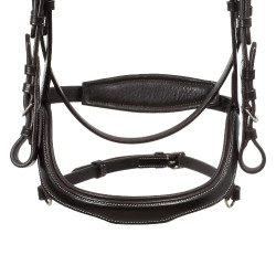 Cabeçada anatômica com pespontos contrastantes Micklem Equestro Castanho escuro
