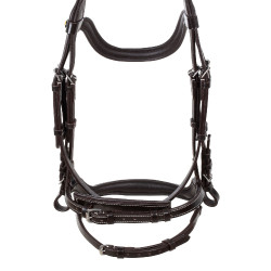 Cabeçada anatômica com pespontos contrastantes Micklem Equestro Castanho escuro