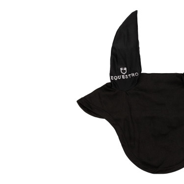 Touca anti-moscas para pônei com orelhas elásticas coleção básica Equestro Preto