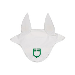 Touca anti-moscas em tecido técnico com logotipo multicolorido Equestro Branco / branco / verde patriota