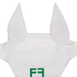 Touca anti-moscas em tecido técnico com logotipo multicolorido Equestro Branco / branco / verde patriota