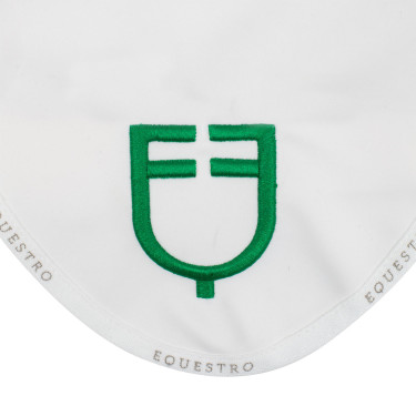 Touca anti-moscas em tecido técnico com logotipo multicolorido Equestro Branco / branco / verde patriota