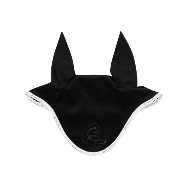 Touca anti-moscas em lycra com logotipo em silicone Acavallo Preto / branco Touca anti-moscas em lycra com logotipo em silicone Acavallo Preto / branco